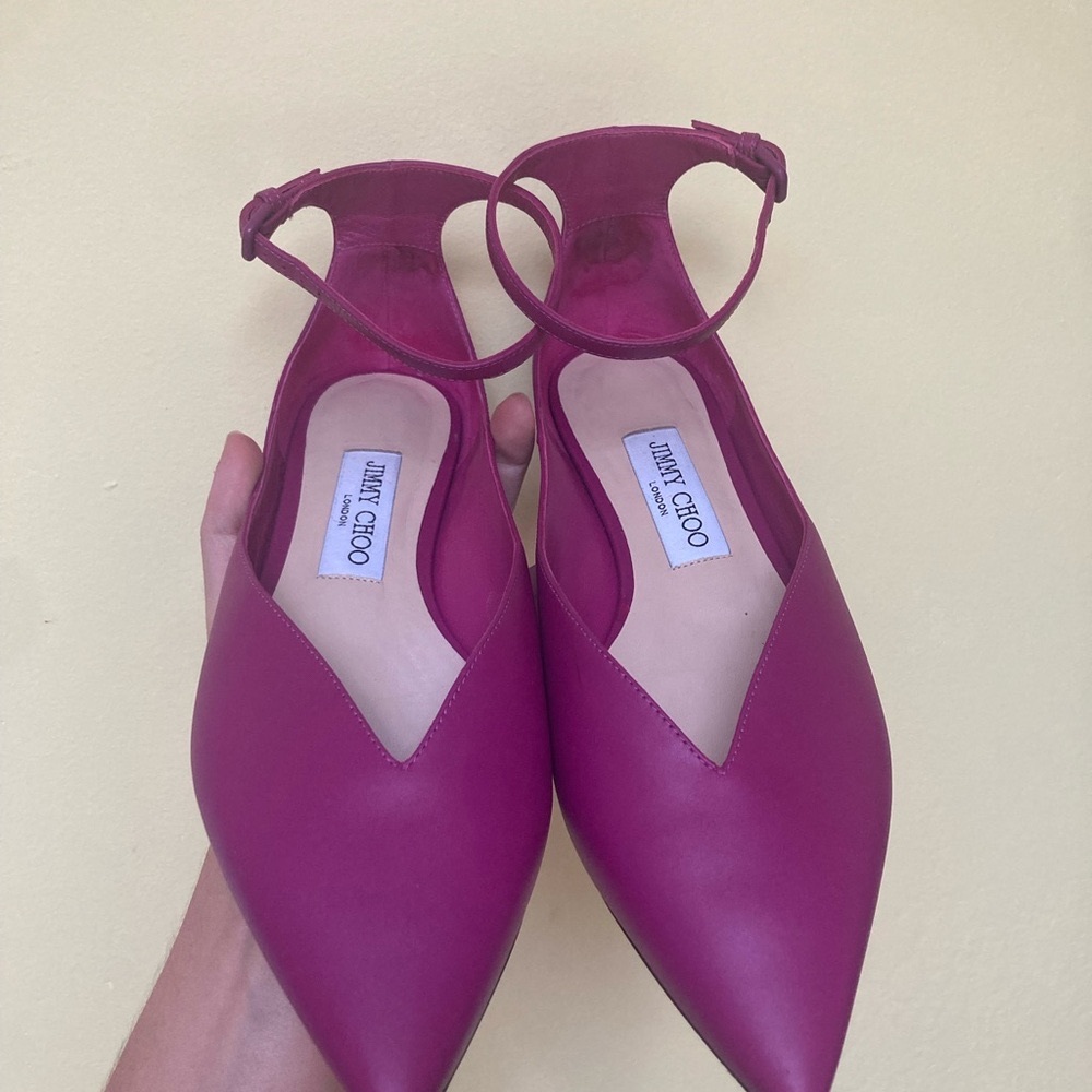 Jimmy Choo Sonia Ballerina Flats in Magenta - Nearly New - Picture 4 of 5